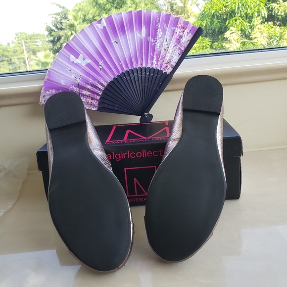 Material Girl Studded Ballet Flats Size 8.5 EMO Steampunk Gunmetal & Silver NWT - Picture 6 of 8